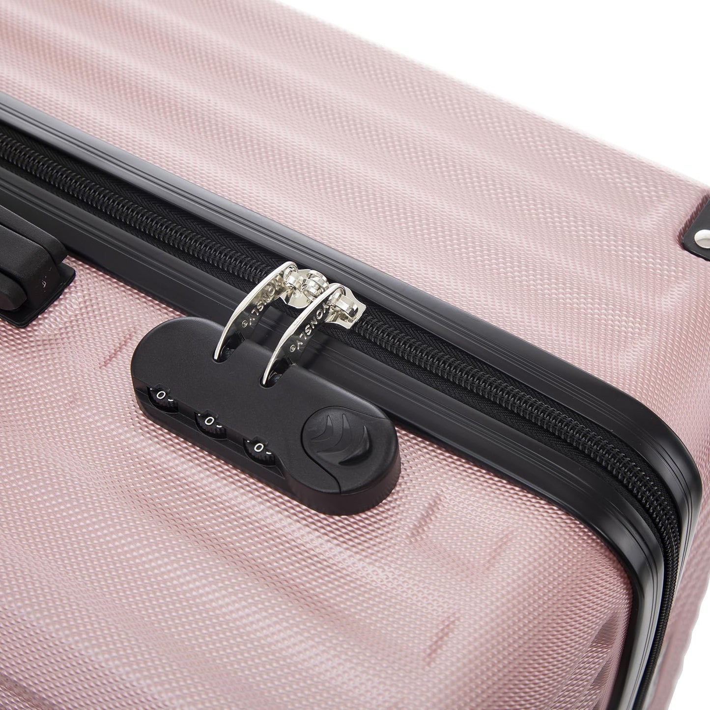 yonsly Trolley Reisekoffer Suitcase, Rollkoffer Handgepäck ABS Hartschalen mit 4 Rollen 360°, Sicherheitsschloss, Weicher Gummigriff, 210D-Futter (XL, Roségold)