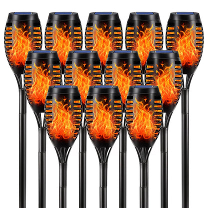 LQWELL® Solar Lights Solar Torch Light for Outdoor Garden 12-Pack 12 LED Solar Lamp with Realistic Flame Effect IP65 Waterproof Garden Torches Solar Path Backyards Lawn Lighting (12 Pack)