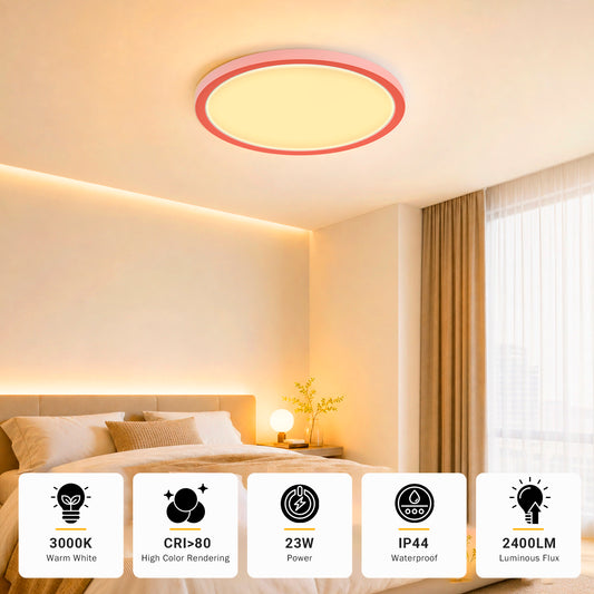 Runde flache LED-Deckenleuchte, ultradünn, warmweißes Licht, weißer Lichtausschnitt