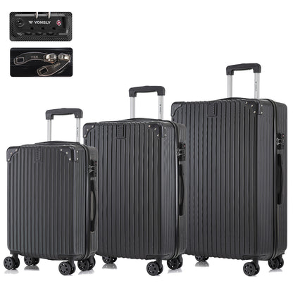 YONSLY® Premium Luggage TSA Lock, YKK Zipper Hardshell Suitcase Trolley Carry-On Luggage Spinner Suitcase with 4 Wheels (M-L-XL-Set)