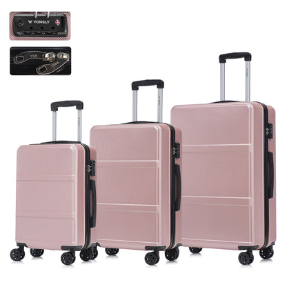 YONSLY® Premium Luggage TSA Lock, YKK Zipper Hardside Suitcase Trolley Cabin Suitcase Rolling Suitcase Carry-on 4 Wheels (M-L-XL Set)