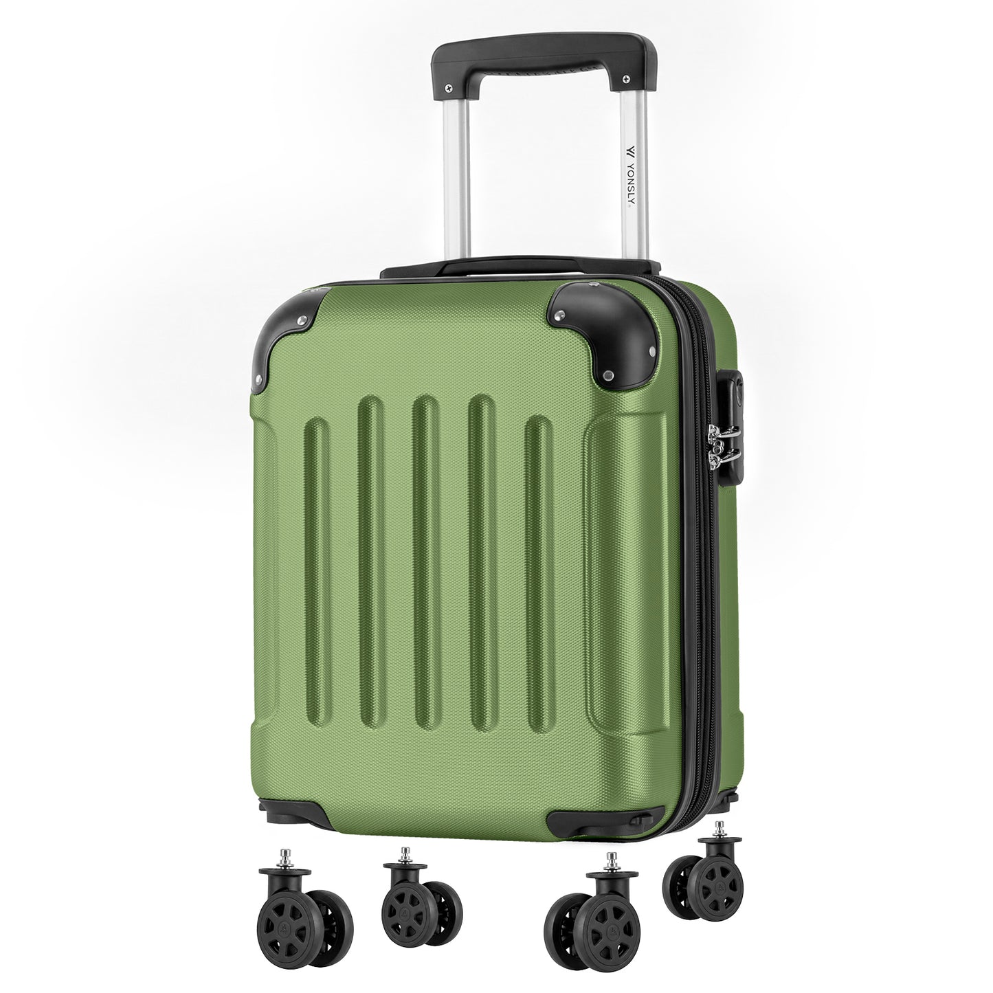 YONSLY® Cabin Suitcase with Detachable Wheels, S Suitcase, Trolley Travel Suitcase, Rolling Suitcase Carry-on with 4 360° Wheels, Hardshell Travel Suitcase, Combination Lock, Rubber Handle