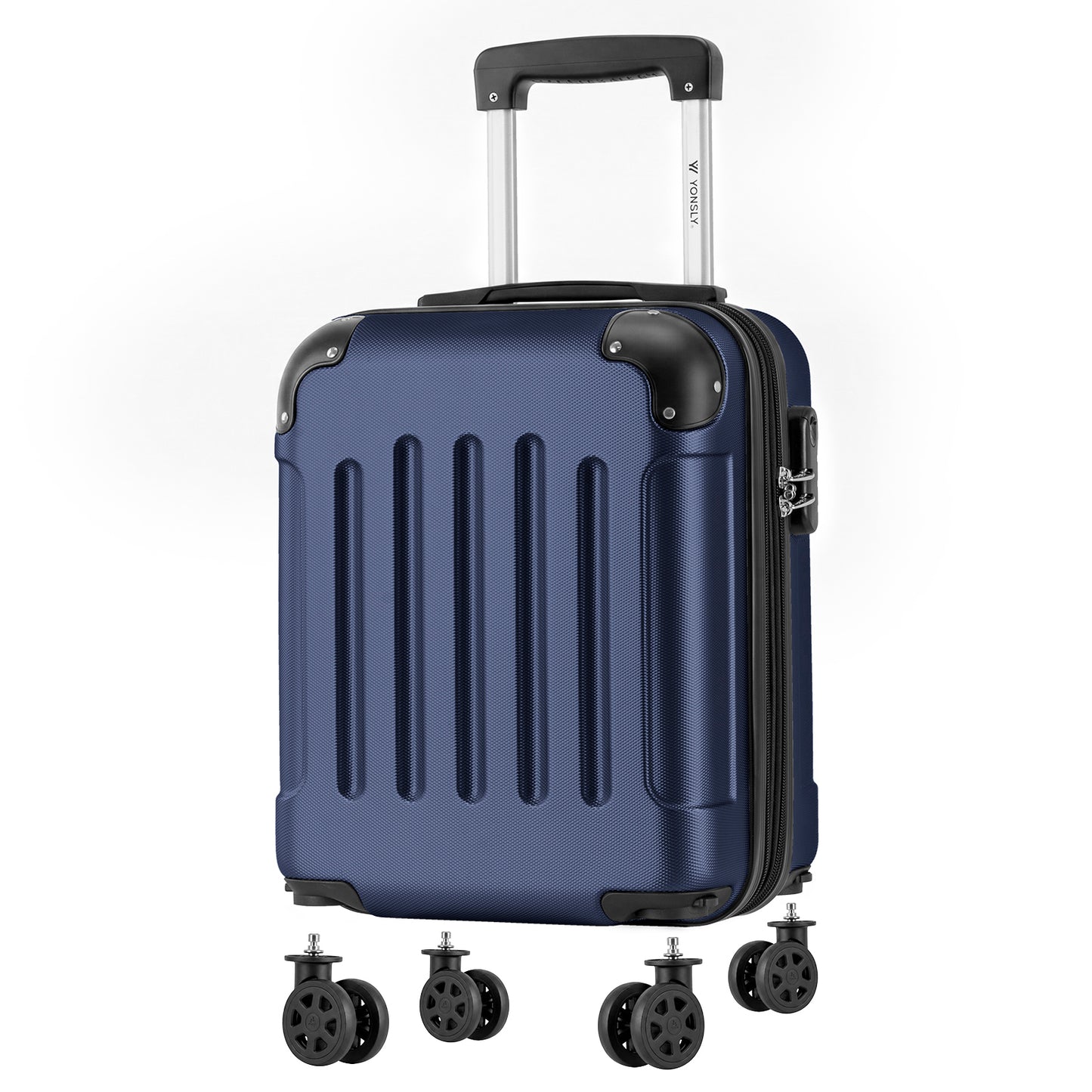 YONSLY® Cabin Suitcase with Detachable Wheels, S Suitcase, Trolley Travel Suitcase, Rolling Suitcase Carry-on with 4 360° Wheels, Hardshell Travel Suitcase, Combination Lock, Rubber Handle