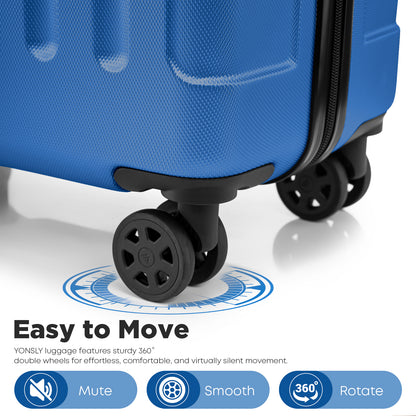 YONSLY® Cabin Suitcase with Detachable Wheels, S Suitcase, Trolley Travel Suitcase, Rolling Suitcase Carry-on with 4 360° Wheels, Hardshell Travel Suitcase, Combination Lock, Rubber Handle