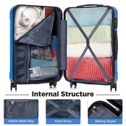 YONSLY® Cabin Suitcase with Detachable Wheels, S Suitcase, Trolley Travel Suitcase, Rolling Suitcase Carry-on with 4 360° Wheels, Hardshell Travel Suitcase, Combination Lock, Rubber Handle