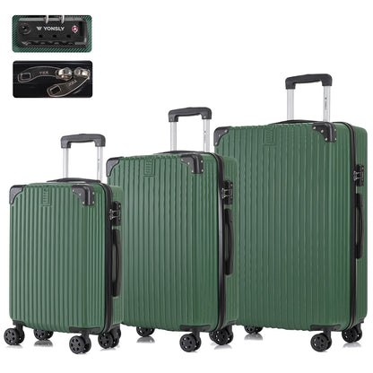 YONSLY® Premium Luggage TSA Lock, YKK Zipper Hardshell Suitcase Trolley Carry-On Luggage Spinner Suitcase with 4 Wheels (M-L-XL-Set)