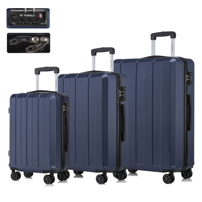 YONSLY® Premium Reisekoffer TSA-Schloss,YKK-Reißverschluss Hartschalen-Koffer Trolley Kabinenkoffer Rollkoffer Suitcase Handgepäck 4 Rollen (M-L-XL-Set)