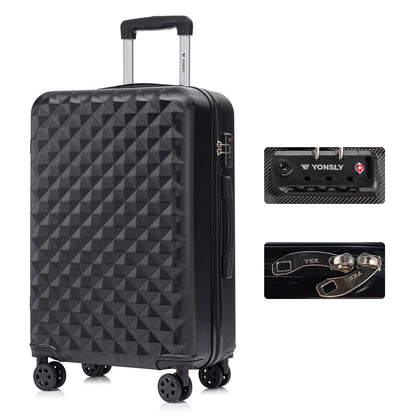 YONSLY® Premium Travel Suitcase TSA Lock, YKK Zipper Hard-Shell Suitcase Trolley Cabin Luggage Roller Suitcase Carry-on 4 Wheels