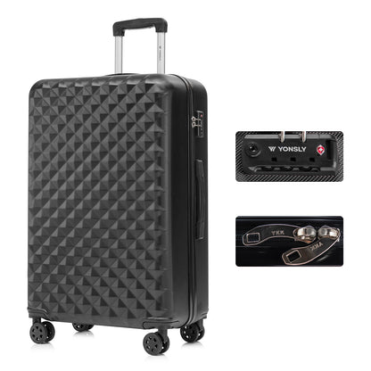 YONSLY® Premium Travel Suitcase TSA Lock, YKK Zipper Hard-Shell Suitcase Trolley Cabin Luggage Roller Suitcase Carry-on 4 Wheels