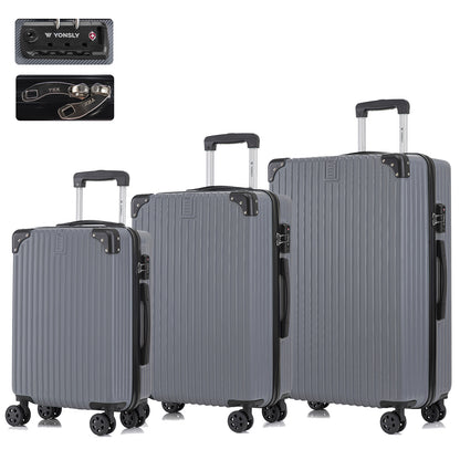 YONSLY® Premium Luggage TSA Lock, YKK Zipper Hardshell Suitcase Trolley Cabin Luggage Spinner Suitcase Carry-on 4 Wheels (M-L-XL-Set)