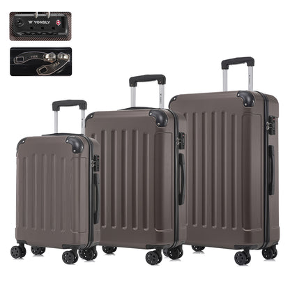 YONSLY® Premium Luggage TSA Lock, YKK Zipper Hardside Suitcase Trolley Cabin Suitcase Rolling Suitcase Hand Luggage 4 Wheels (M-L-XL-Set)