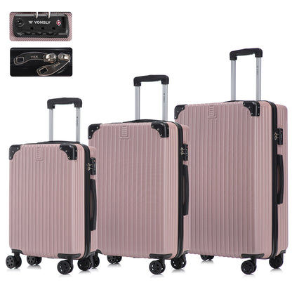 YONSLY® Premium Luggage TSA Lock, YKK Zipper Hardshell Suitcase Trolley Cabin Luggage Spinner Suitcase Carry-on 4 Wheels (M-L-XL-Set)