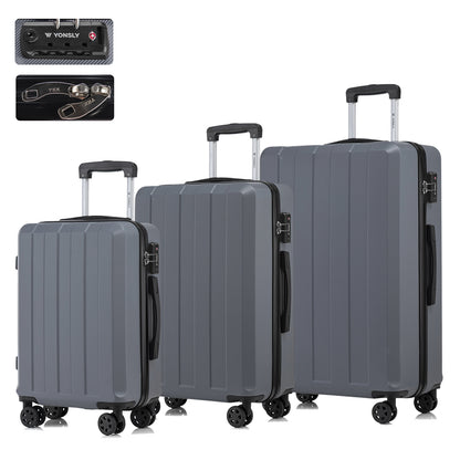 YONSLY® Premium Reisekoffer TSA-Schloss,YKK-Reißverschluss Hartschalen-Koffer Trolley Kabinenkoffer Rollkoffer Suitcase Handgepäck 4 Rollen (M-L-XL-Set)