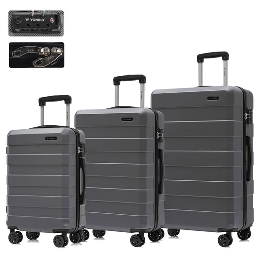 YONSLY® Premium Luggage TSA Lock, YKK Zipper Hardshell Suitcase Trolley Carry-on Spinner Luggage with 4 Wheels (M-L-XL Set)