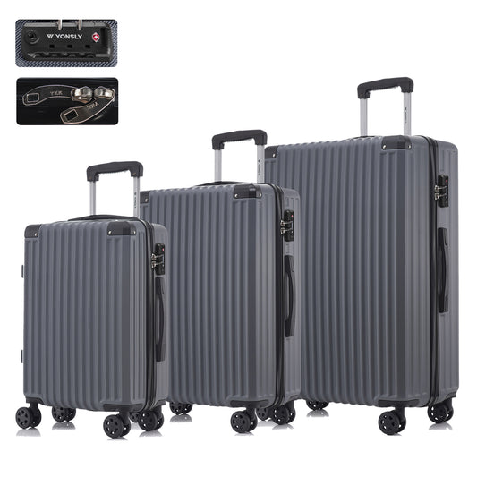 YONSLY® Premium Reisekoffer TSA-Schloss,YKK-Reißverschluss Hartschalen-Koffer Trolley Kabinenkoffer Rollkoffer Suitcase Handgepäck 4 Rollen (M-L-XL-Set)