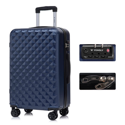 YONSLY® Premium Travel Suitcase TSA Lock, YKK Zipper Hard-Shell Suitcase Trolley Cabin Luggage Roller Suitcase Carry-on 4 Wheels