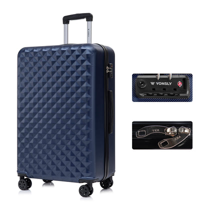 YONSLY® Premium Travel Suitcase TSA Lock, YKK Zipper Hard-Shell Suitcase Trolley Cabin Luggage Roller Suitcase Carry-on 4 Wheels