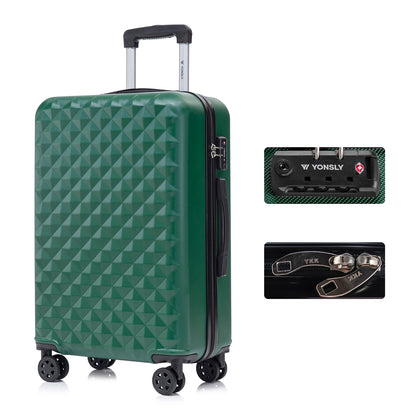 YONSLY® Premium Travel Suitcase TSA Lock, YKK Zipper Hard-Shell Suitcase Trolley Cabin Luggage Roller Suitcase Carry-on 4 Wheels