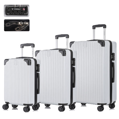 YONSLY® Premium Luggage TSA Lock, YKK Zipper Hardshell Suitcase Trolley Cabin Luggage Spinner Suitcase Carry-on 4 Wheels (M-L-XL-Set)