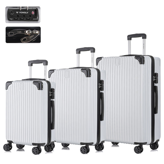 YONSLY® Premium Luggage TSA Lock, YKK Zipper Hardshell Suitcase Trolley Cabin Luggage Spinner Suitcase Carry-on 4 Wheels (M-L-XL-Set)