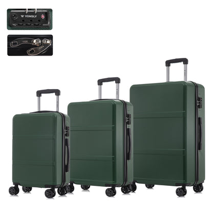 YONSLY® Premium Luggage TSA Lock, YKK Zipper Hardside Suitcase Trolley Cabin Suitcase Rolling Suitcase Carry-on 4 Wheels (M-L-XL Set)