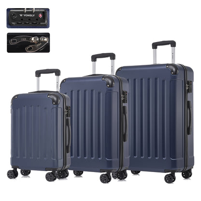 YONSLY® Premium Luggage TSA Lock, YKK Zipper Hardside Suitcase Trolley Cabin Suitcase Rolling Suitcase Hand Luggage 4 Wheels (M-L-XL-Set)