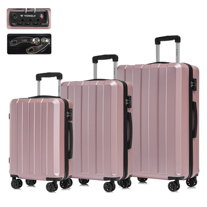 YONSLY® Premium Reisekoffer TSA-Schloss,YKK-Reißverschluss Hartschalen-Koffer Trolley Kabinenkoffer Rollkoffer Suitcase Handgepäck 4 Rollen (M-L-XL-Set)
