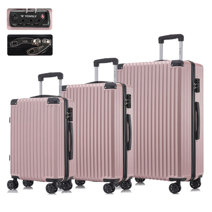 YONSLY® Premium Reisekoffer TSA-Schloss,YKK-Reißverschluss Hartschalen-Koffer Trolley Kabinenkoffer Rollkoffer Suitcase Handgepäck 4 Rollen (M-L-XL-Set)