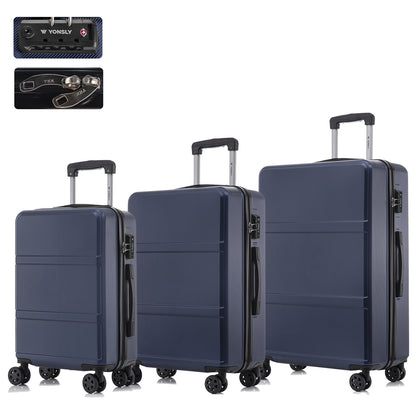 YONSLY® Premium Luggage TSA Lock, YKK Zipper Hardside Suitcase Trolley Cabin Suitcase Rolling Suitcase Carry-on 4 Wheels (M-L-XL Set)
