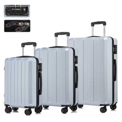YONSLY® Premium Reisekoffer TSA-Schloss,YKK-Reißverschluss Hartschalen-Koffer Trolley Kabinenkoffer Rollkoffer Suitcase Handgepäck 4 Rollen (M-L-XL-Set)
