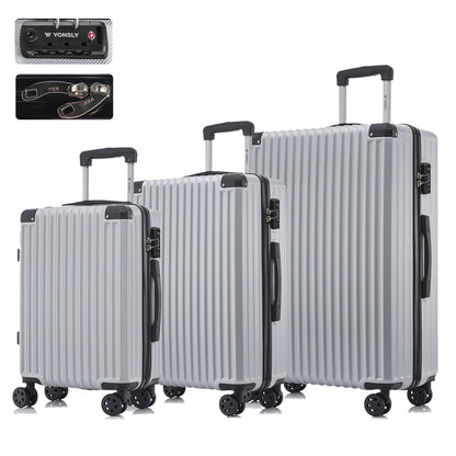 YONSLY® Premium Reisekoffer TSA-Schloss,YKK-Reißverschluss Hartschalen-Koffer Trolley Kabinenkoffer Rollkoffer Suitcase Handgepäck 4 Rollen (M-L-XL-Set)