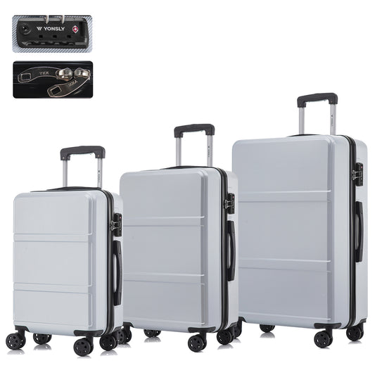 YONSLY® Premium Luggage TSA Lock, YKK Zipper Hardside Suitcase Trolley Cabin Suitcase Rolling Suitcase Carry-on 4 Wheels (M-L-XL Set)