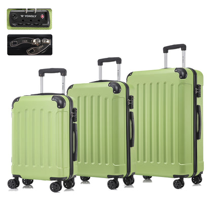 YONSLY® Premium Luggage TSA Lock, YKK Zipper Hardside Suitcase Trolley Cabin Suitcase Rolling Suitcase Hand Luggage 4 Wheels (M-L-XL-Set)