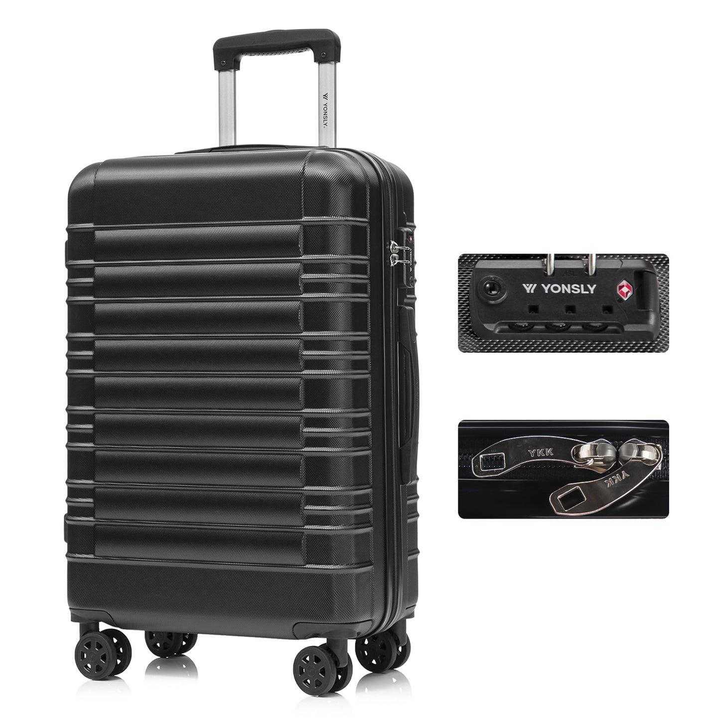 YONSLY® Premium Luggage TSA Lock, YKK Zipper Hardside Suitcase Carry-On Rolling Luggage Spinner 4 Wheels
