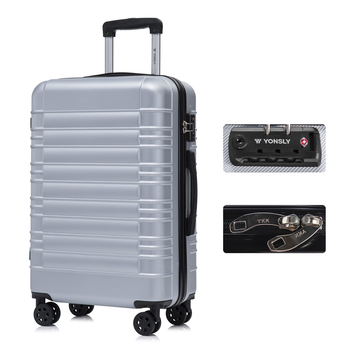 YONSLY® Premium Luggage TSA Lock, YKK Zipper Hardside Suitcase Carry-On Rolling Luggage Spinner 4 Wheels