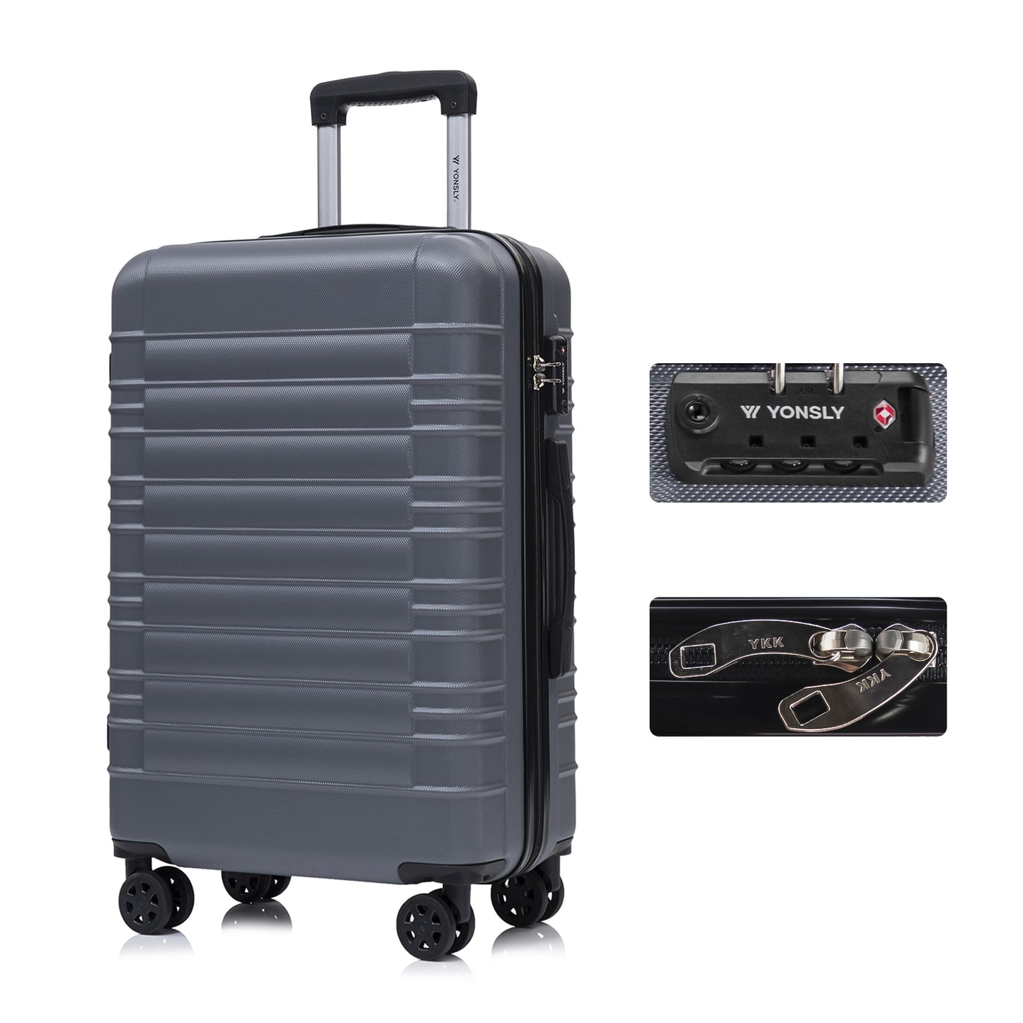 YONSLY® Premium Luggage TSA Lock, YKK Zipper Hardside Suitcase Carry-On Rolling Luggage Spinner 4 Wheels