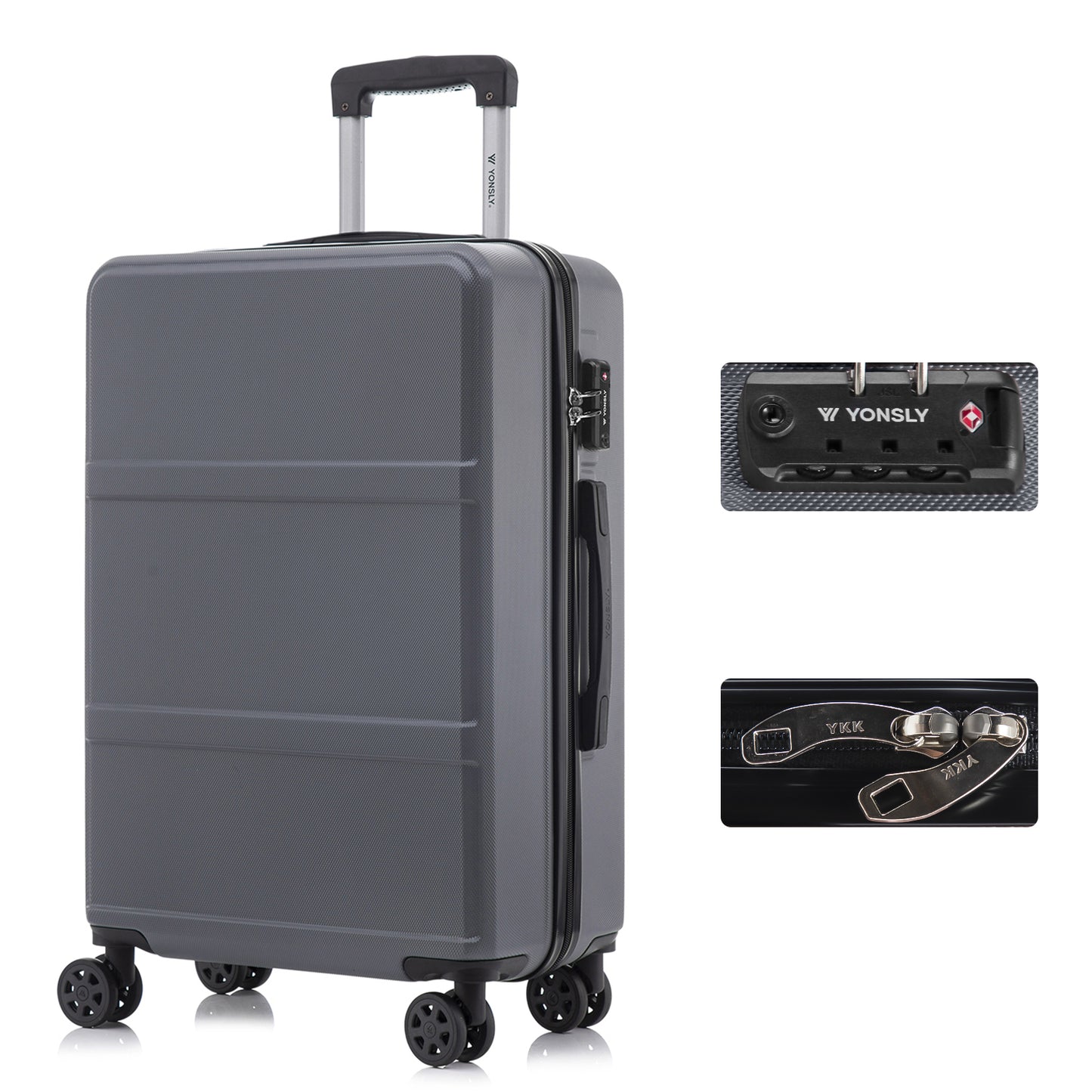 YONSLY® Premium Luggage TSA Lock, YKK Zipper Hardshell Suitcase Trolley Cabin Luggage Roller Suitcase Carry-on 4 Wheels