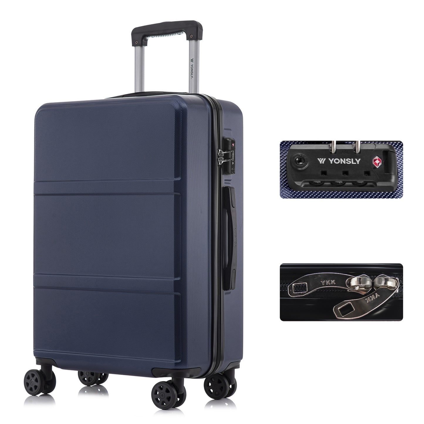YONSLY® Premium Luggage TSA Lock, YKK Zipper Hardshell Suitcase Trolley Cabin Luggage Roller Suitcase Carry-on 4 Wheels