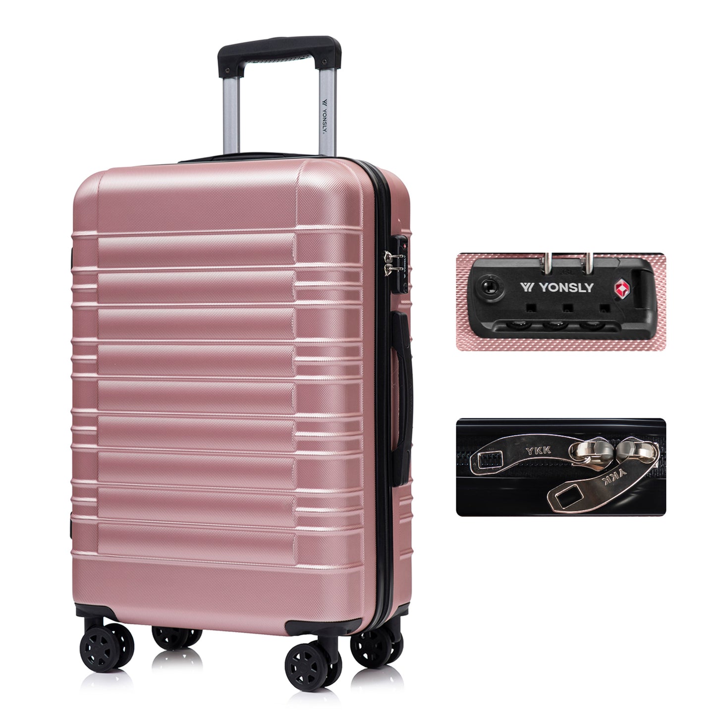 YONSLY® Premium Luggage TSA Lock, YKK Zipper Hardside Suitcase Carry-On Rolling Luggage Spinner 4 Wheels