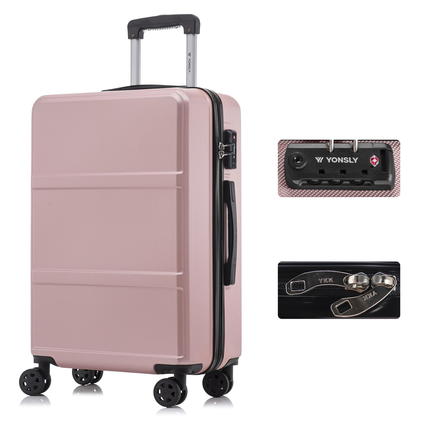 YONSLY® Premium Luggage TSA Lock, YKK Zipper Hardshell Suitcase Trolley Cabin Luggage Roller Suitcase Carry-on 4 Wheels