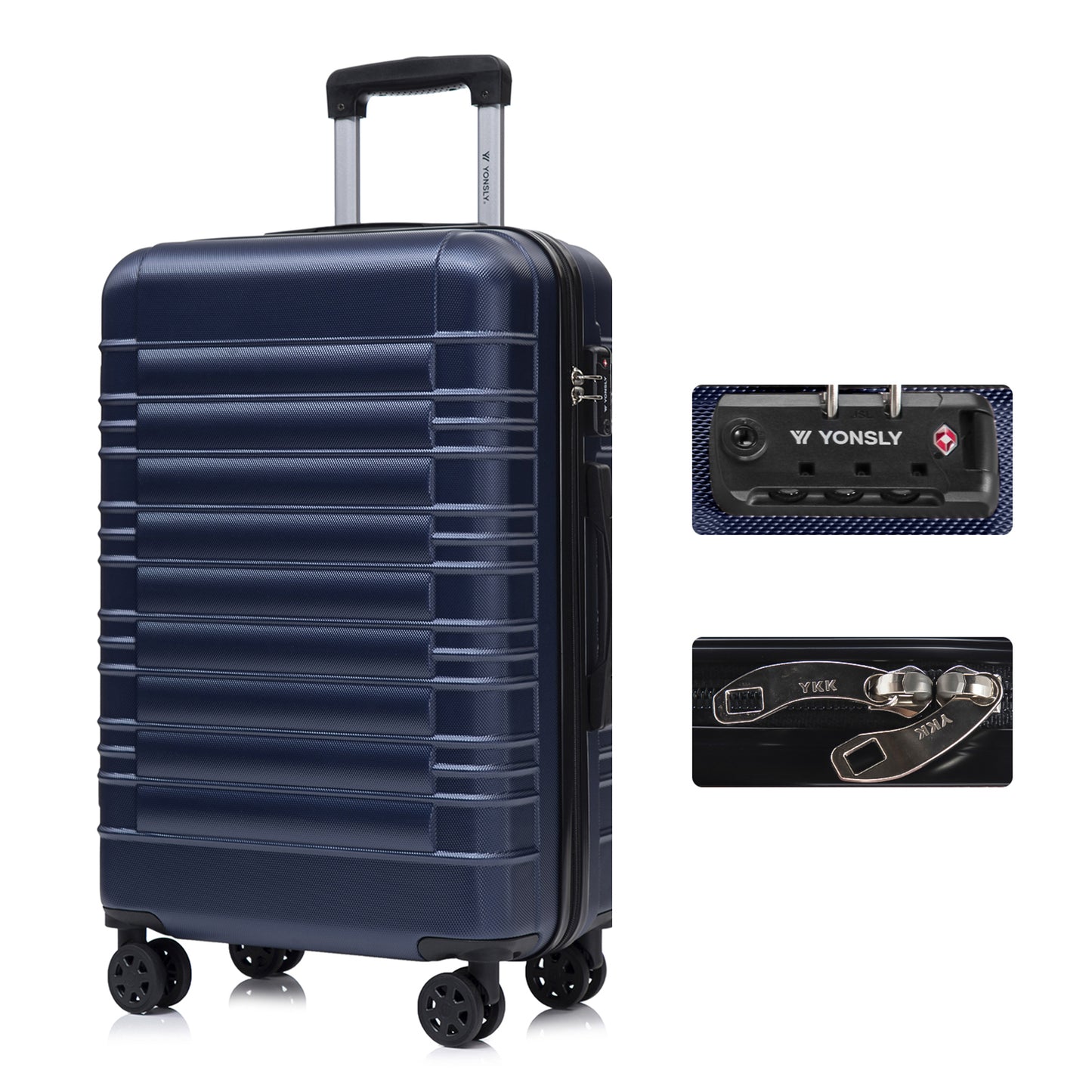 YONSLY® Premium Luggage TSA Lock, YKK Zipper Hardside Suitcase Carry-On Rolling Luggage Spinner 4 Wheels