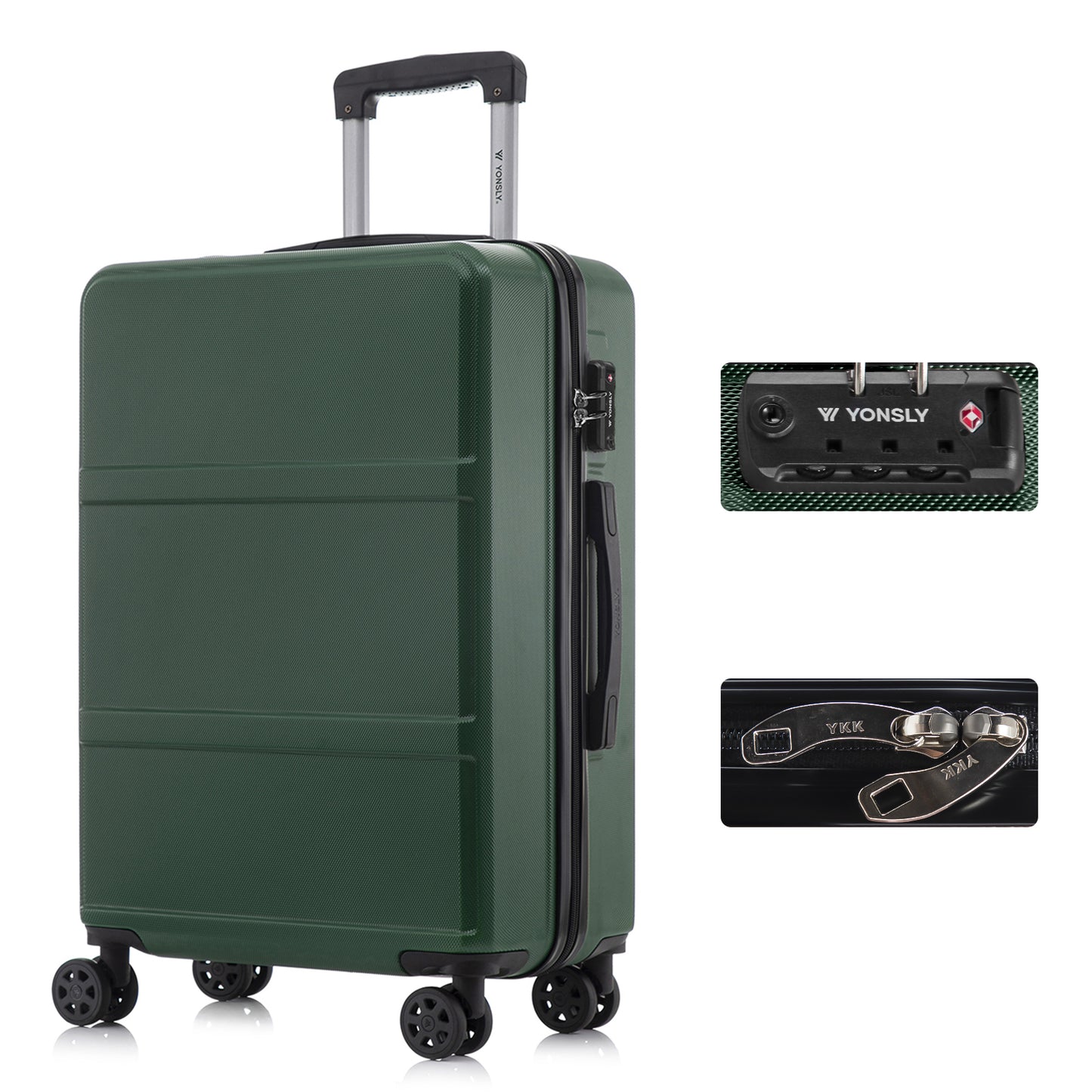 YONSLY® Premium Luggage TSA Lock, YKK Zipper Hardshell Suitcase Trolley Cabin Luggage Roller Suitcase Carry-on 4 Wheels
