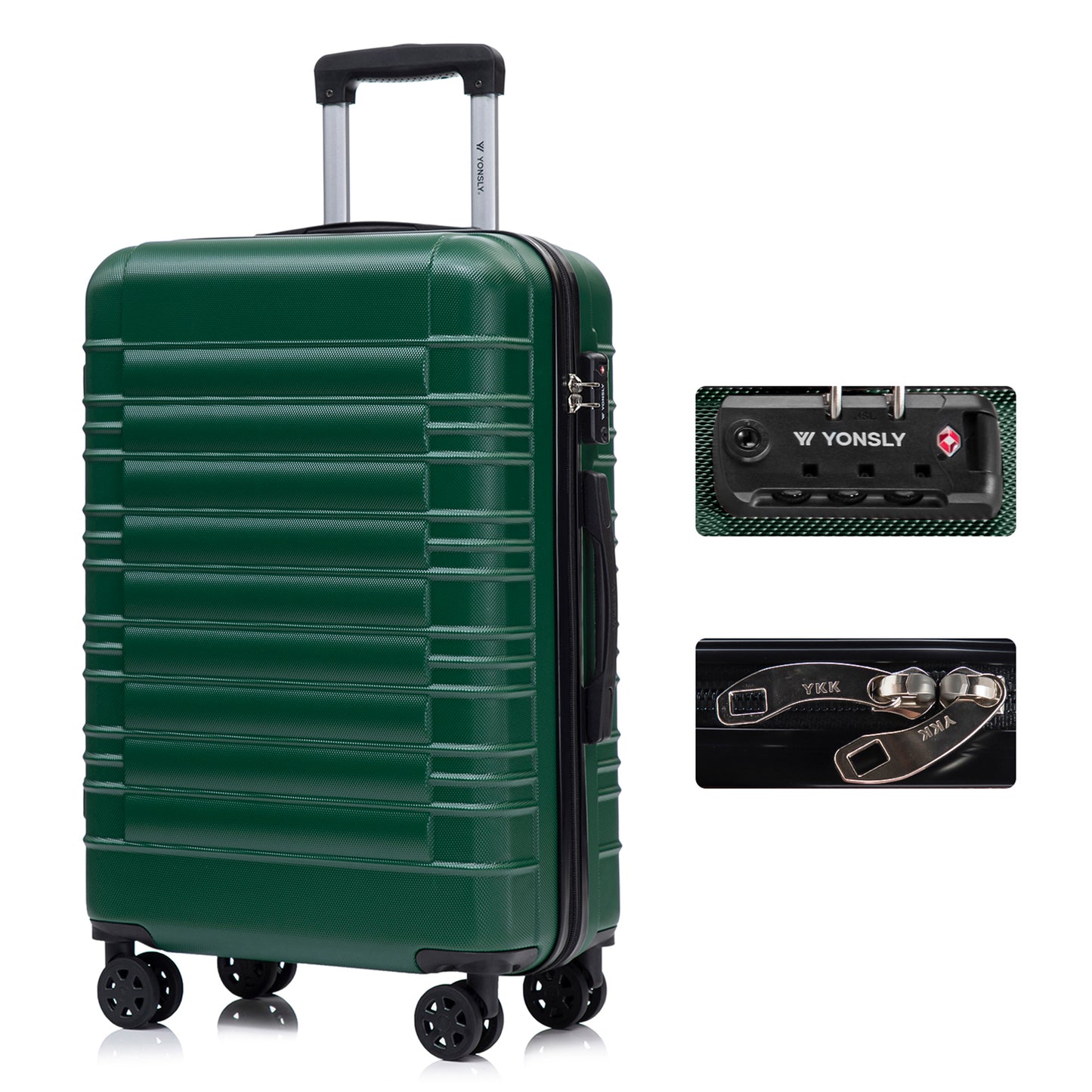 YONSLY® Premium Luggage TSA Lock, YKK Zipper Hardside Suitcase Carry-On Rolling Luggage Spinner 4 Wheels