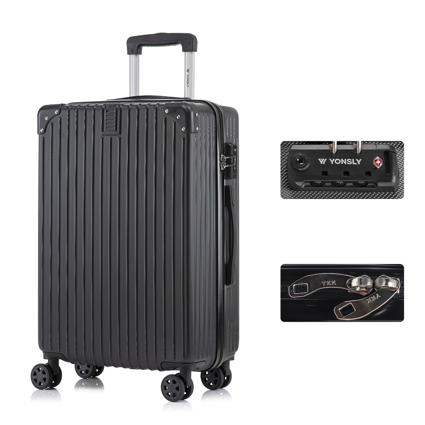 YONSLY® Premium Luggage TSA Lock, YKK Zipper Hardshell Suitcase Trolley Carry-On Luggage Spinner Suitcase 4 Wheels
