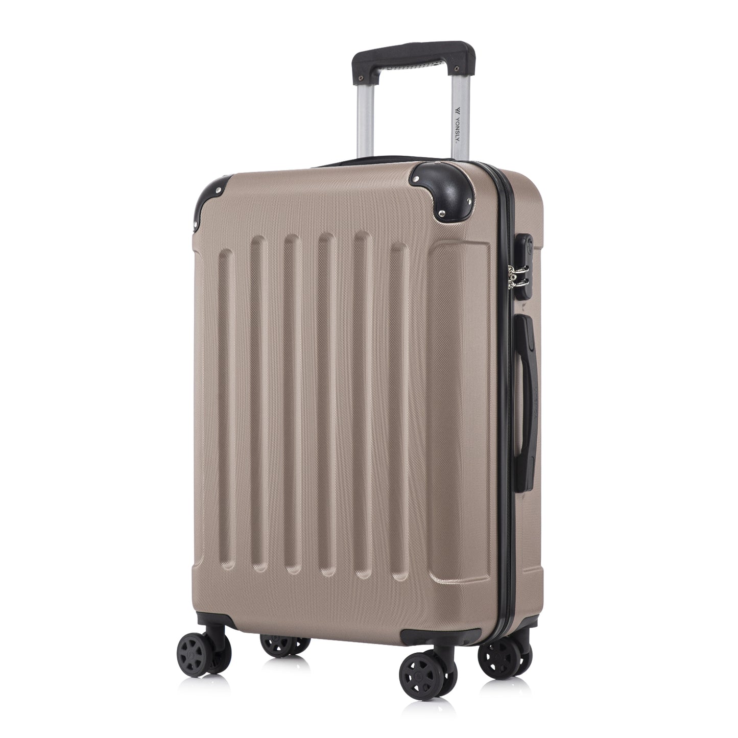 YONSLY® Trolley Suitcase, Travel Suitcase, Carry-On Suitcase, Hardshell Suitcase with 4 360° Wheels, Combination Lock, Soft Rubber Handle for Travel, Camping