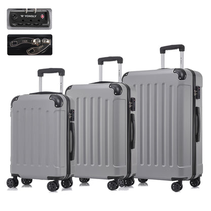 YONSLY® Premium Luggage TSA Lock, YKK Zipper Hardside Suitcase Trolley Cabin Suitcase Rolling Suitcase Hand Luggage 4 Wheels (M-L-XL-Set)