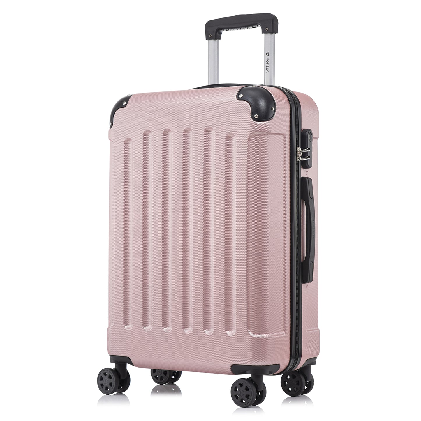 YONSLY® Suitcase, Trolley Travel Suitcase, Rolling Carry-on Luggage with 4 360° Wheels, ABS Hardshell, Security Lock, Soft Rubber Handle, 210D Lining