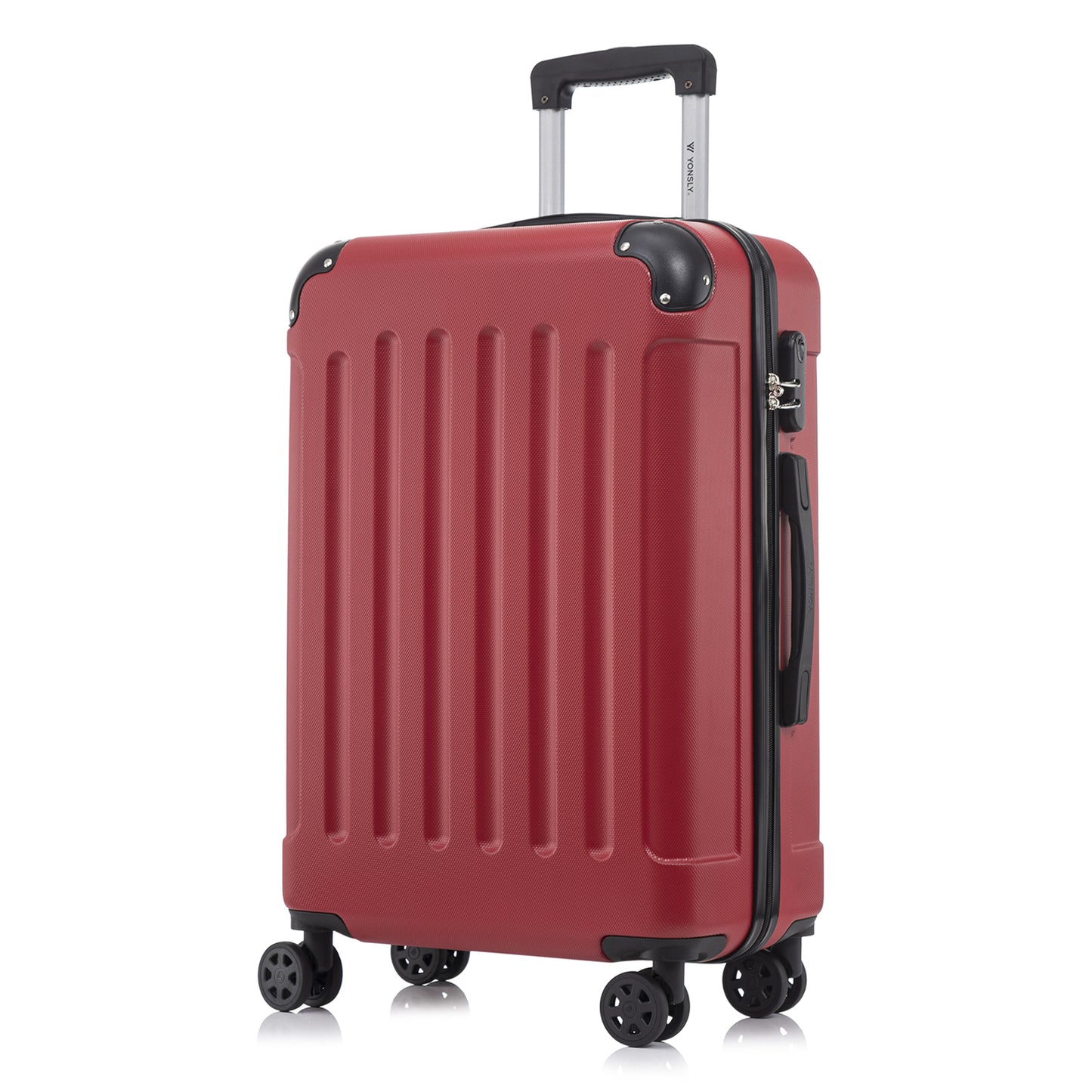 YONSLY® Suitcase, Trolley Travel Suitcase, Rolling Carry-on Luggage with 4 360° Wheels, ABS Hardshell, Security Lock, Soft Rubber Handle, 210D Lining