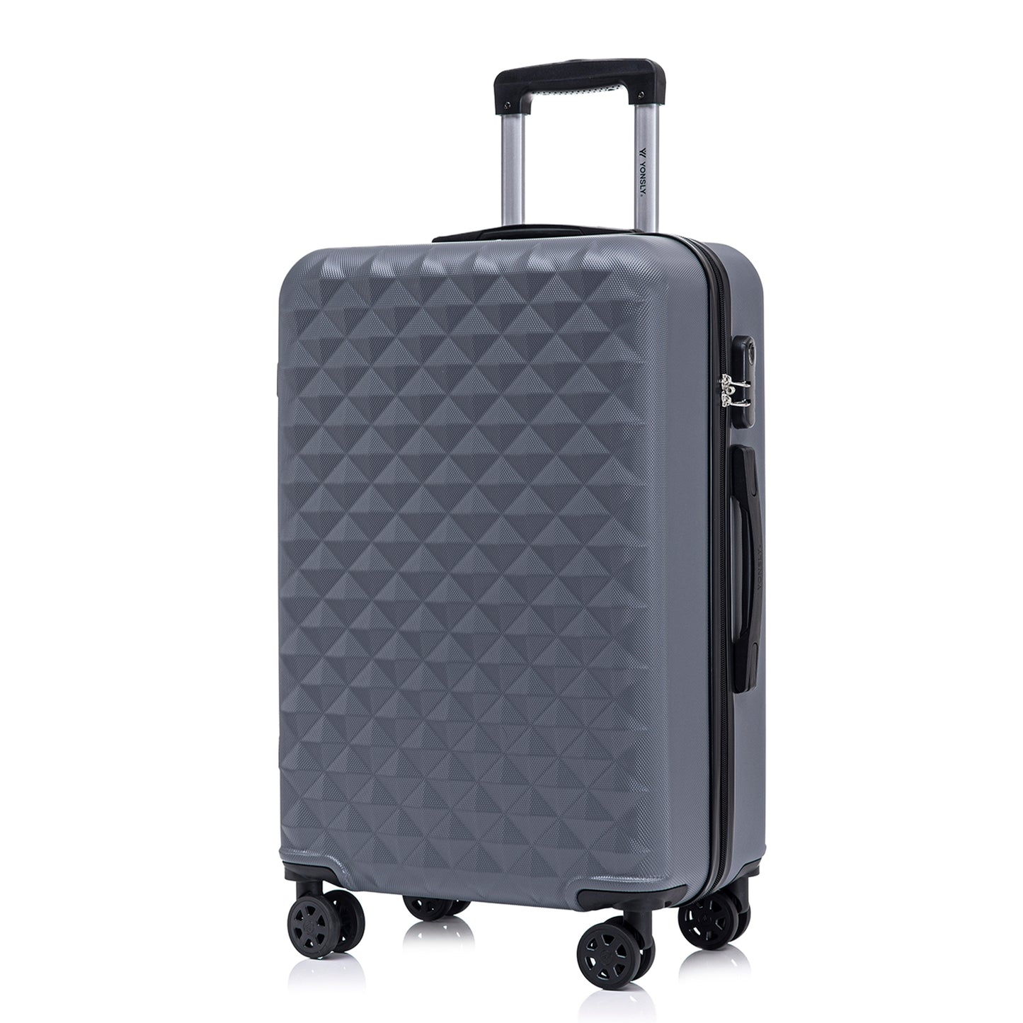 YONSLY® Suitcase, Trolley Travel Suitcase, Cabin Case Rolling Luggage Hand Luggage with 4 360° Wheels, Hard Shell Travel Suitcase, Combination Lock, Soft Rubber Handle