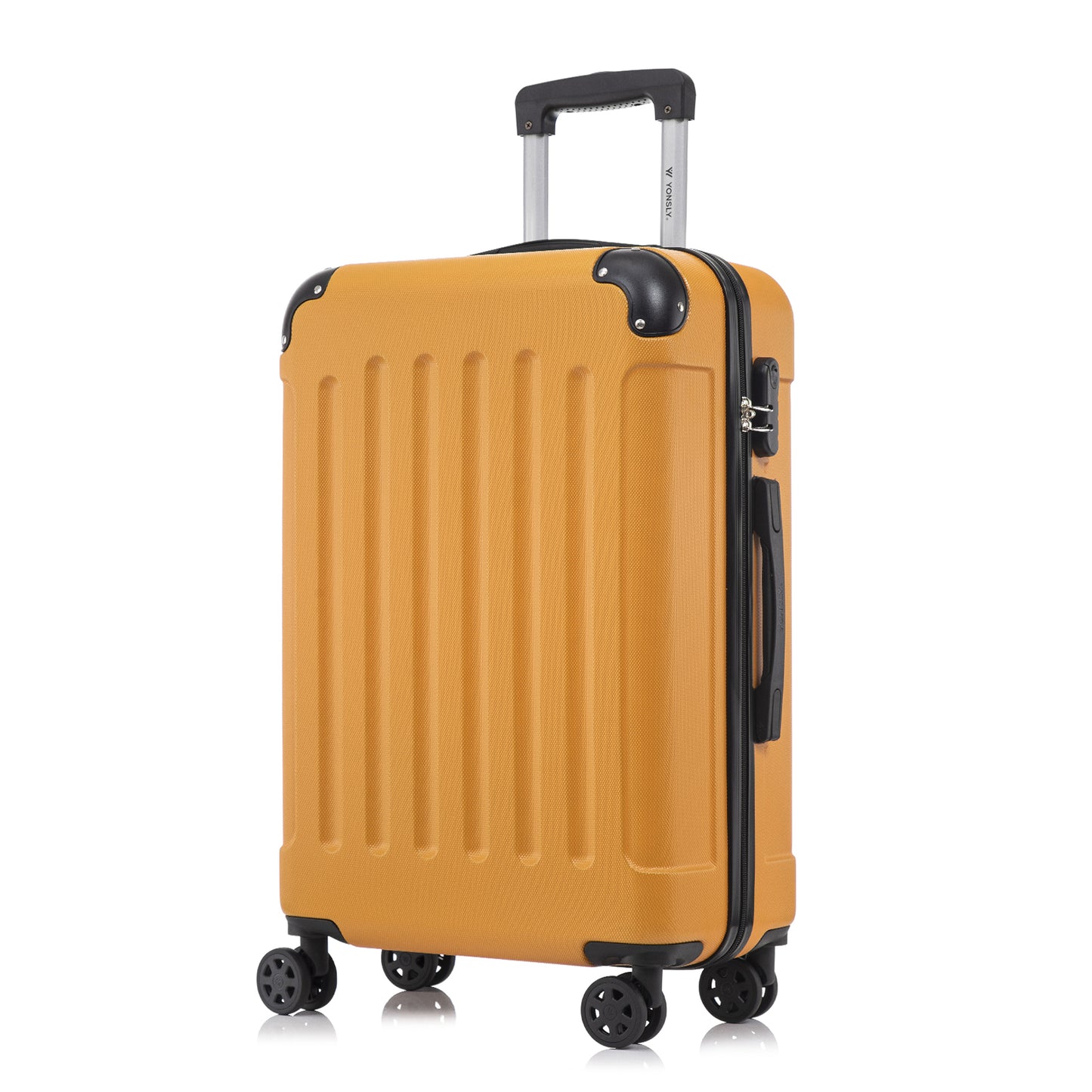YONSLY® Suitcase, Trolley Travel Suitcase, Rolling Suitcase Carry-On with 4 360° Wheels, Hardshell Travel Suitcase, Combination Lock, Soft Rubber Handle